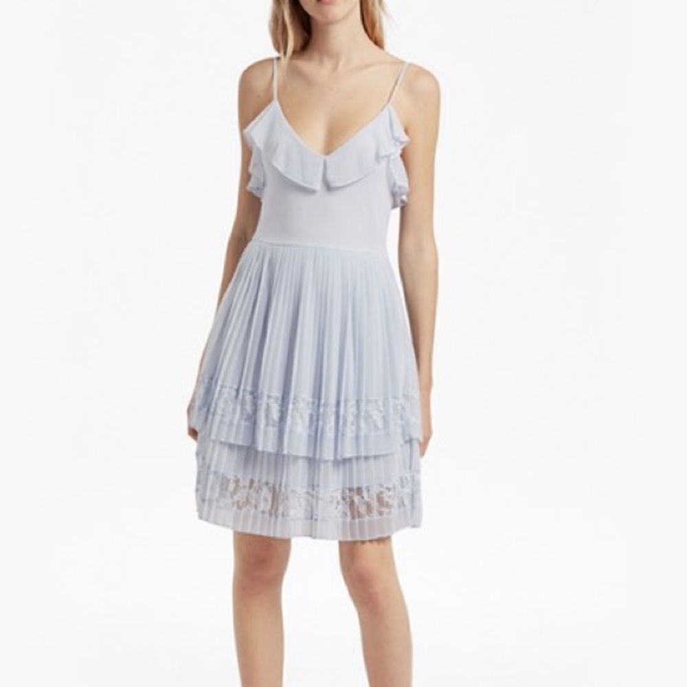 French Connection Adanna Pleat Lace Jersey Dress